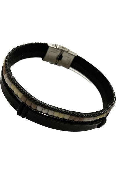 Elif Leather Metal Bracelet Yellow Color605547