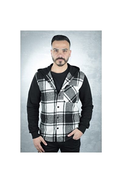 FBI Erkek Ekoseli Kapüşonlü Oduncu Gömlek 96094