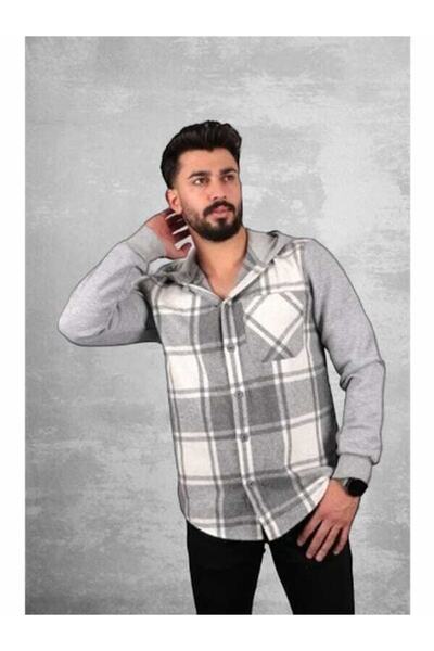 FBI Erkek Ekoseli Kapüşonlü Oduncu Gömlek 96094