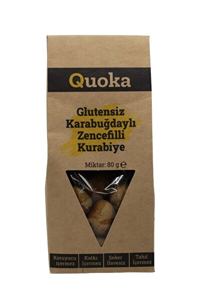 QUOKA Glutensiz Şekersiz Karabuğday Unundan Zencefil Tarçın Zerdeçallı Kurabiye 1 Paket X 80gr