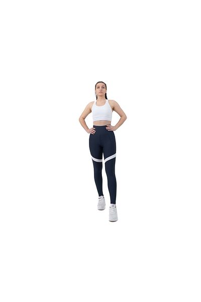 glintfit Αθλητικό κολάν Navy μπλε-λευκό με τσέπες κοπής με λέιζερ - Glint.2462