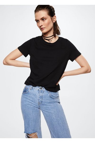MANGO Woman Linen-cotton blended T-shirt
