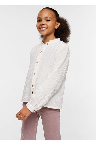 MANGO Kids Λεπτομερής βαμβακερή μπλούζα Plumeti
