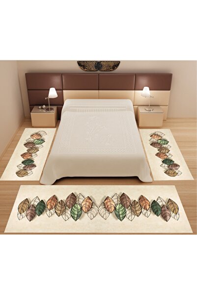 ESTRELLA HOME Dijital Baskılı 3'lü Yıkanabilir Kaymaz Taban Yatak Odası Takım...