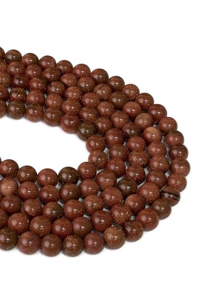 Dünya Doğal Taş سلسلة حجرية بلون القهوة مقاس 8 مم