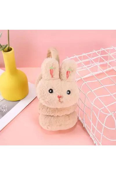 QUEEN AKSESUAR New Fashion Cute Fluffy Furry Plush Cashmere Toy Rabbit Earmuff Children Adult Beige Cream