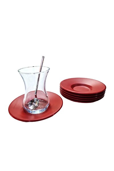 Külsan Thermo Melamine Matte Red 6-Piece Tea Plate Set 11 Cm
