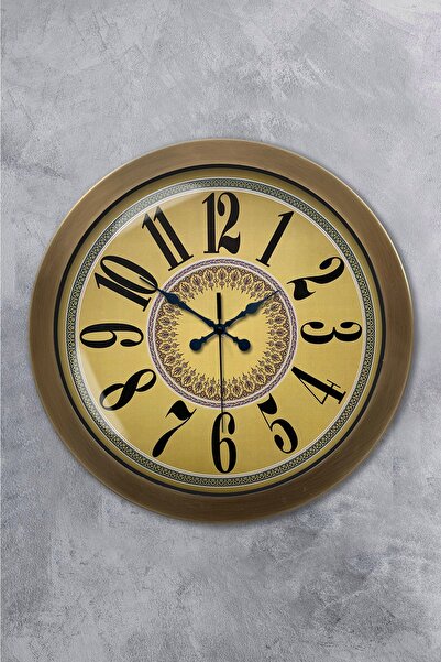 Kasva Concept هدية ساعة حائط معدنية صفراء عتيقة مقاس 36 سم