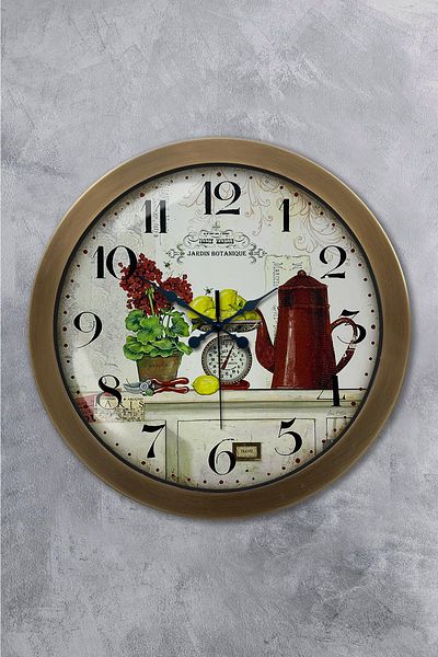 Kasva Concept Gift 36 cm Antique Metal Kitchen Wall Clock