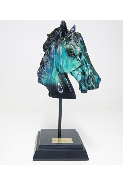 Missi Özel El Yapımı Dekoratif Yeşil At Büst/heykel