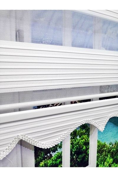 Babacan Home Design White Zebra Patterned Pleated Skirt - Slice Gift, 180X200