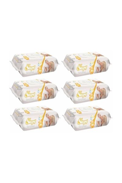 Sleepy Wet Towel 90 Sheets Set of 6 with Sensitive Plastic Cover