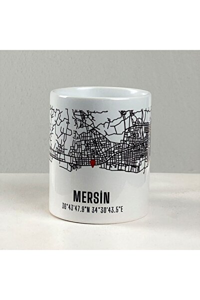 Mini Street Map كوب بورسلين مطبوع عليه خريطة مدينة Mersin