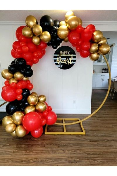 MERİ PARTİ 60 Pieces Balloons And Balloon Chain Red Black Gold Chrome Balloon Birthday Balloon Concept