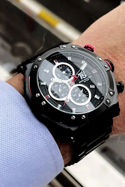 T5 Saat Erkek Kol Saati 3 Atm Su Geçirmez Siyah Renk Çelik Kordon + Bileklik Wlg78