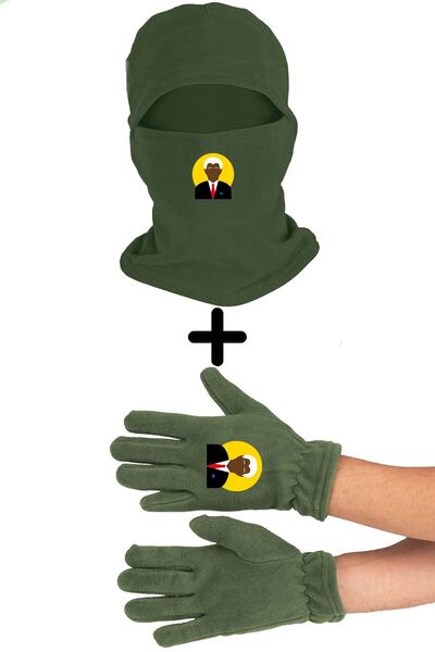 Zeron Tasarım Set mănuși lungi Nelson Mandela Fleece Balaclava Bll942