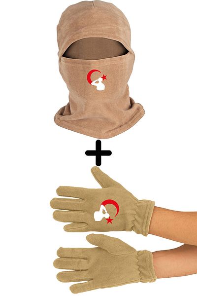 Zeron Tasarım Turkish Military Fleece Snow Mask Long Gloves Set Bll1523