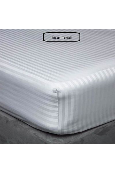 MEŞELİ TEKSTİL Elastic Double 83 Wire Cotton Satin Striped Luxury Hotel Bed Sheet