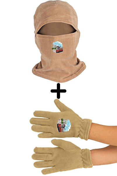 Zeron Tasarım Taksim Polar Snow Mask Long Gloves Set Bll2288