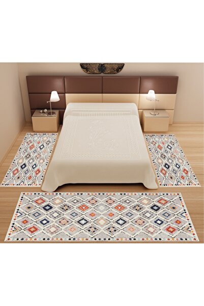 Genel Markalar STYLE HOME Dijital Baskı 3 'lü Yatak Odası Halısı Yolluk Takım...