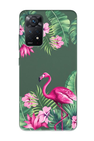 Spoyi Xiaomi Redmi Note 11 Pro Dark Green Launch Phone Case with Tropical Fla...