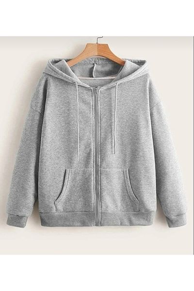 FATELLA Unisex Hooded Front Zipper Pocket Thin Combed Cotton Basic Sweatshirt Cardigan