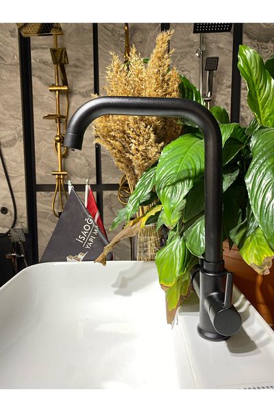 İSAOĞLU YAPI Black Purified Faucet Matte Black 3 Way Kitchen Faucet with Purifier Modern Design
