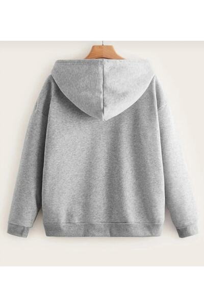 FATELLA Unisex Kapüşonlu Önü Fermuarlı Cepli Ince Penye Basic Sweatshırt Hırka
