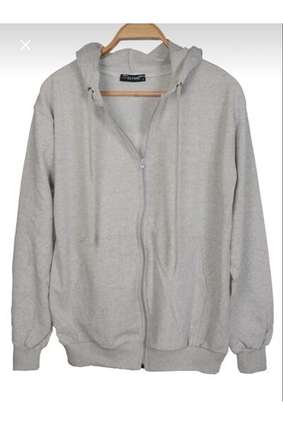 FATELLA Unisex Kapüşonlu Önü Fermuarlı Cepli Ince Penye Basic Sweatshırt Hırka