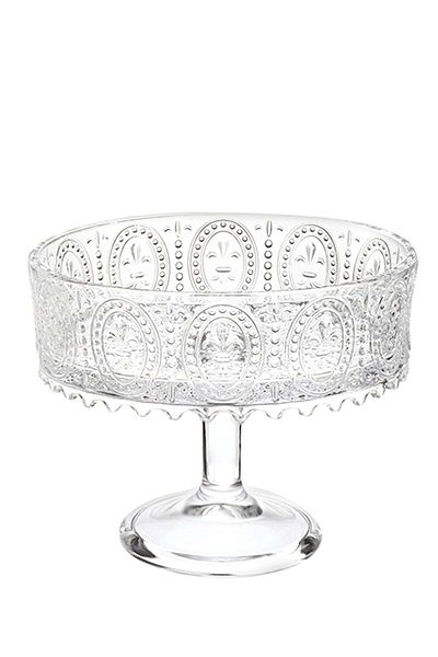 Jenisa Handmade Transparent Glass Round Standing Presentation Bowl Presentation Bowl 19x20.50 Cm