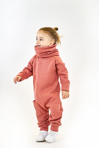 Catz Kids Dusty Rose 3 Thread Raised Combed Cotton Back Zipper Jumpsuit + Neck Collar