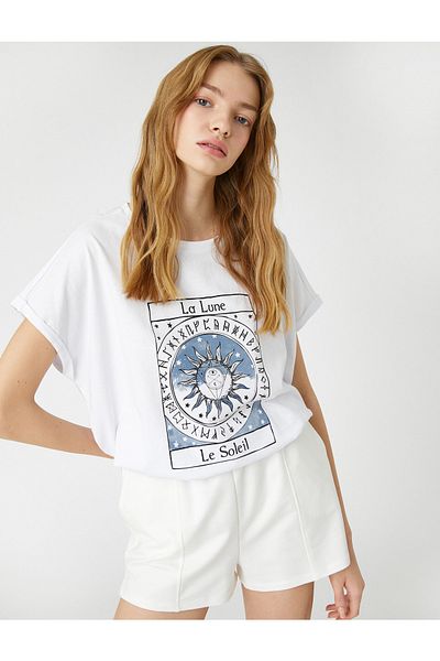 Koton Κοντομάνικο T-Shirt Relaxed Fit Crew Lack με στάμπα