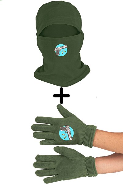 Zeron Tasarım Gun Fleece Snow Mask Long Gloves Set Bll1317