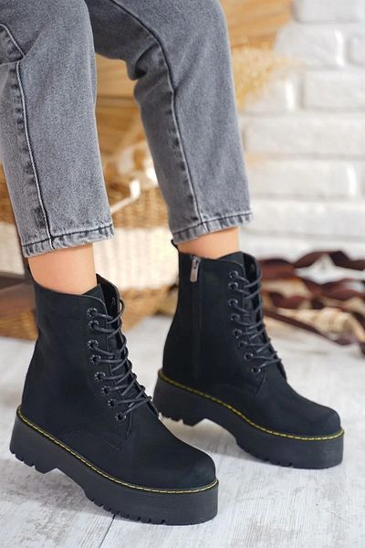 Aleza Shoes Γυναικείες μπότες με χοντρό τακούνι Vanetx Μαύρο Σμαραγδένιο