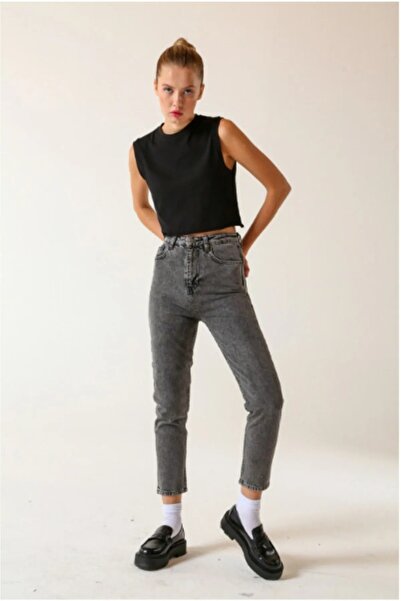 DRC trend Bonjour Mom Fit Jeans Smoke Color Jeans Anthracite Lycra Boyfriend