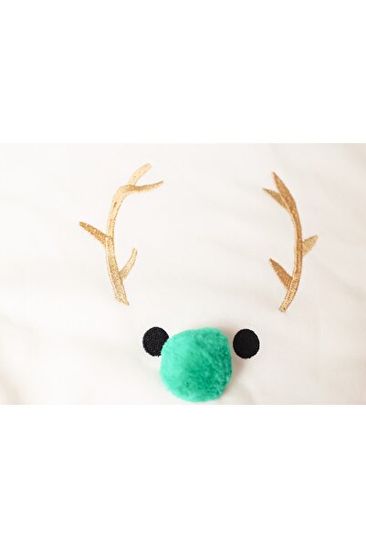 Alingo Baby Unisex Green Pompom Ecru Sweatshirt Romper