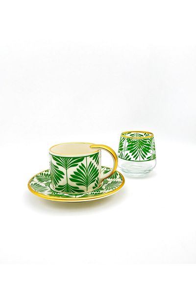 ÖzcamKristal 18 Piece Porcelain Coffee Set for 6 People
