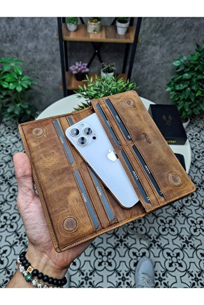 Visso leather Visso 902 Hakiki Deri El Geçmeli Kordonlu Kişiye Özel Telefon H...