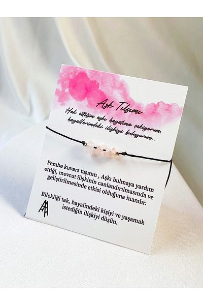 Atölye Merdiven Love Talisman Pink Quartz Natural Stone Bracelet Lover Finding Bracelet