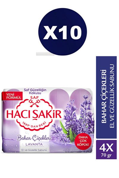 Hacı Şakir Spring Flowers Lavender Hand and Beauty Soap 4x70 Gr 10 Pieces