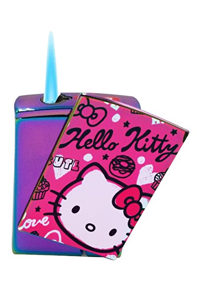 İŞTE BU Hello Kitty Baskılı Yandan Kaydırmalı Lüks Gazlı Pembe Çakmak