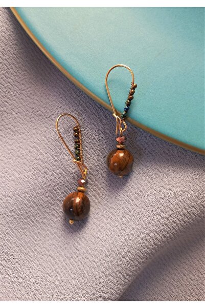 dela otantik Kaplan Gözü Taşlı Boncuklu Uzun Sallantılı Kadın Küpe. El Yapımı Otantik Etnik Bohem Takı. Earrings