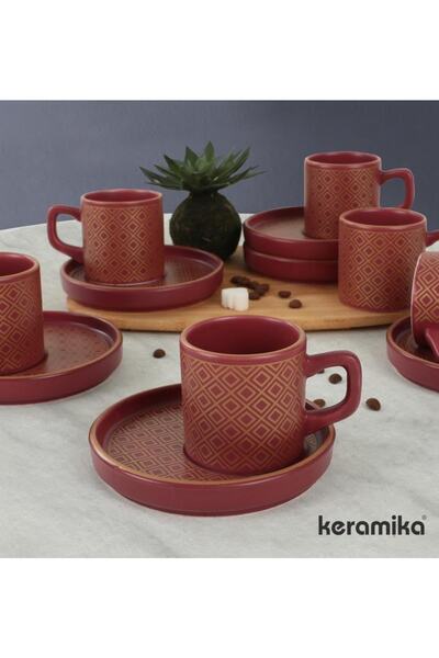 SERİNCE Türk Kahve Fincan Takımı Ayışığı 6 Kişilik