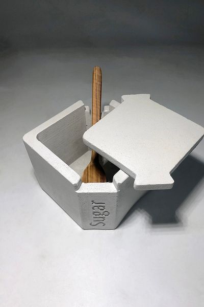RocArt Home وعاء سكر مربع خرساني
