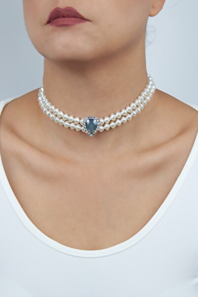Pridza كريستال ستون بيرل المختنق قلادة