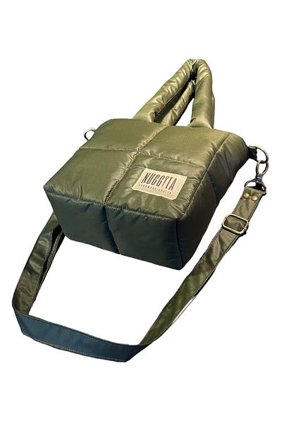 Nuggita Nuggıta Women's Bag Shiny Khaki - Piccolo Quadrato - Waterproof Puffer Bag
