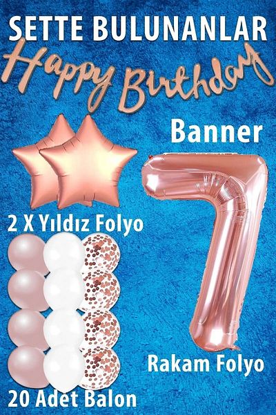 Bkmc Rose Gold Concept Birthday Celebration Set; White Gold Confetti Balloon, Number Star