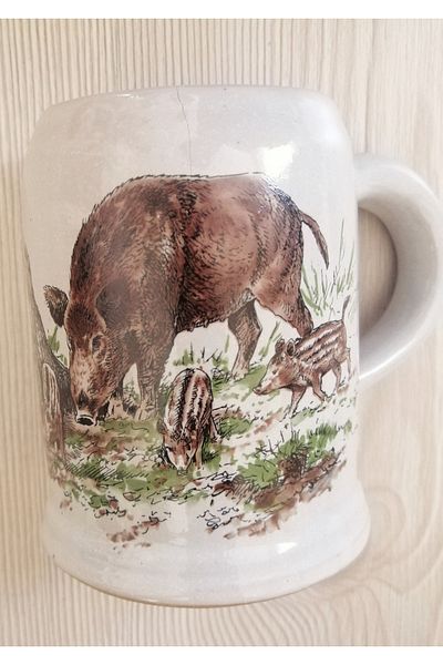 SANAT TACİRİ Hand Painted Vintage 0.5lt Porcelain Tankart European Beer Cup N0 64