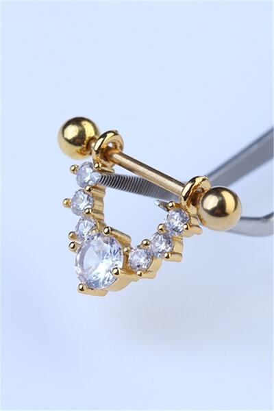 Nipple Sallantı Tek Taş Gold Piercing