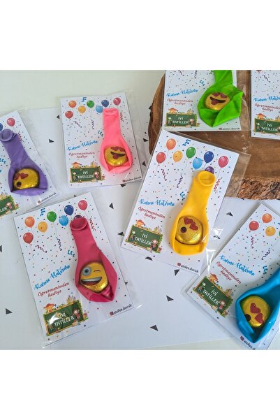 Atölye Doruk 5 Adet Karne Hediyesi Balon Ve Emoji Çikolata-ilkokul Yarı Yıl S...